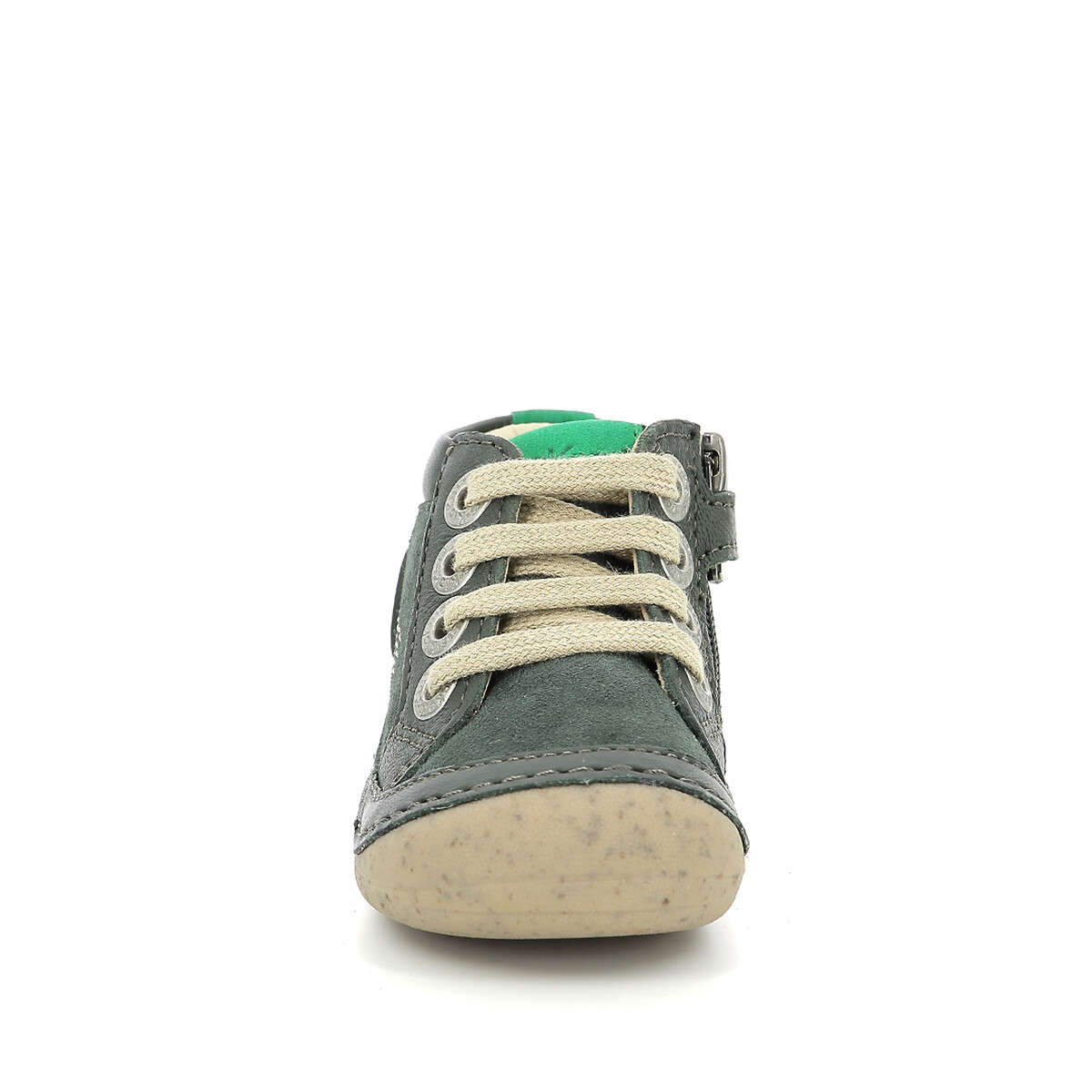 Kids Sonistreet Ankle Boots in Leather with Laces khaki, KICKERS