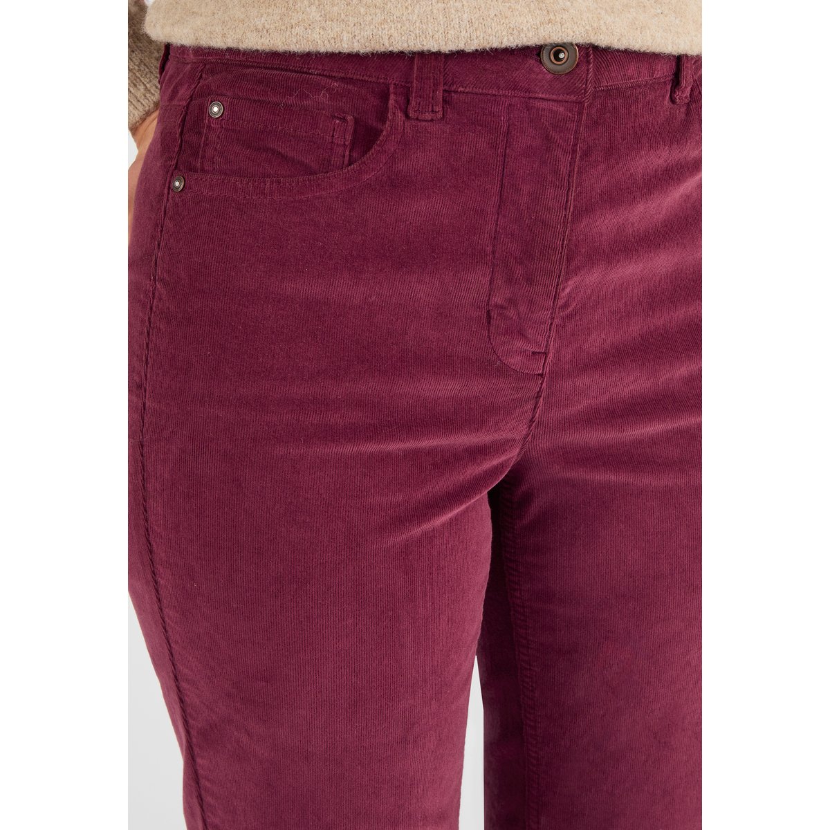 Pantalon velours milleraies Perfect Fit rouge bordeaux, DAMART