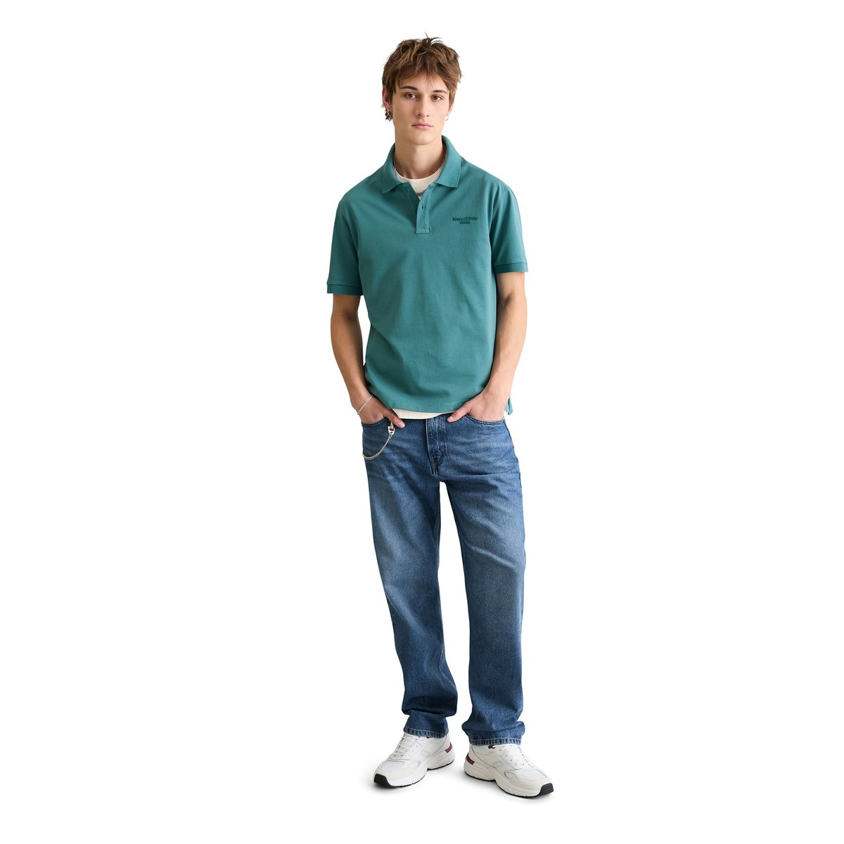 Polo en jersey régulier en pur coton bio vert foncé, MARC O’POLO DENIM