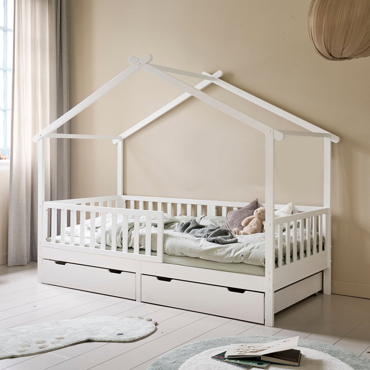 Ensemble de 2 tiroirs pour lits cabanes et lit enfant MILO blanc, PETITE AMELIE