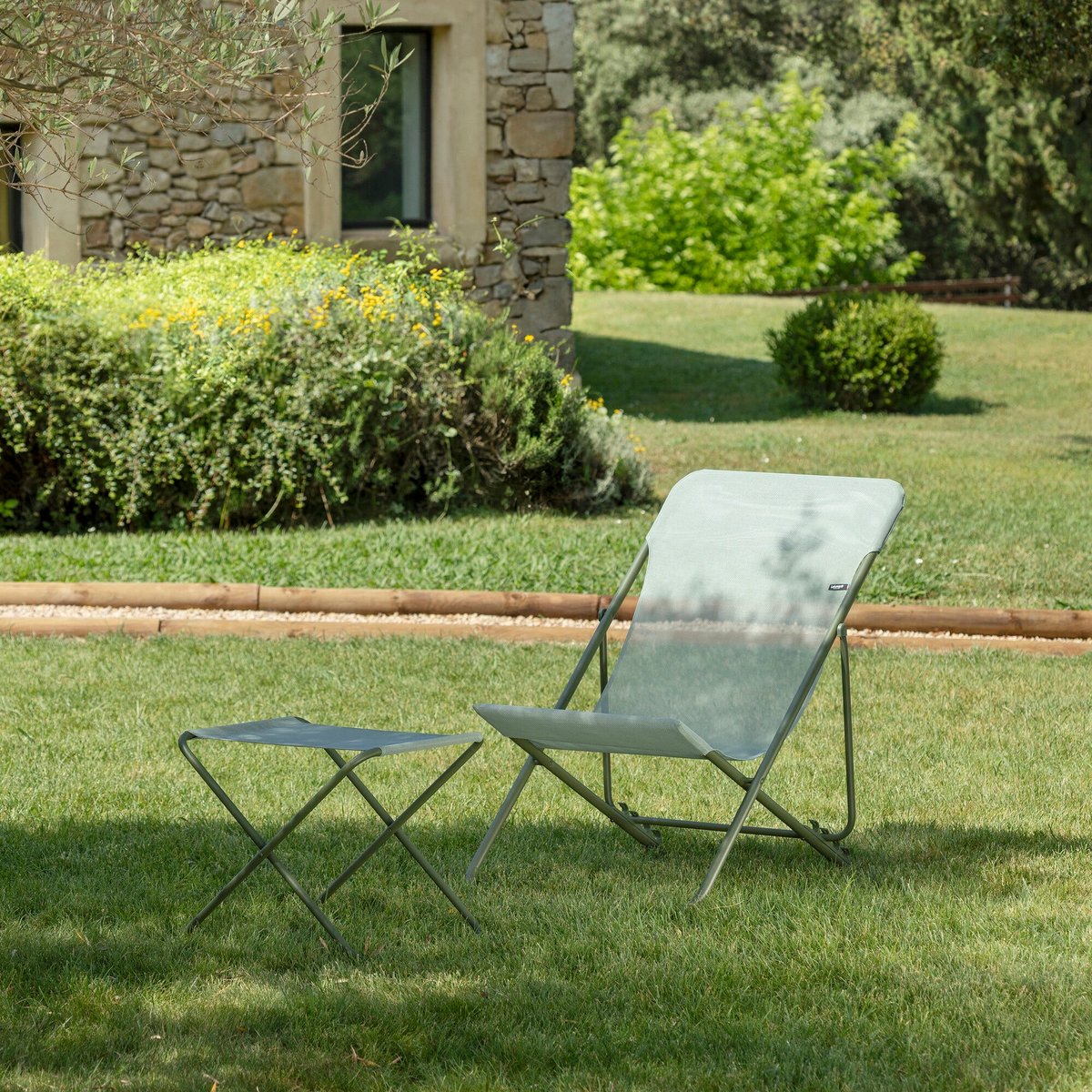 Ensemble transat et repose-jambes - MAXI TRANSAT vert moss-moss, LAFUMA MOBILIER