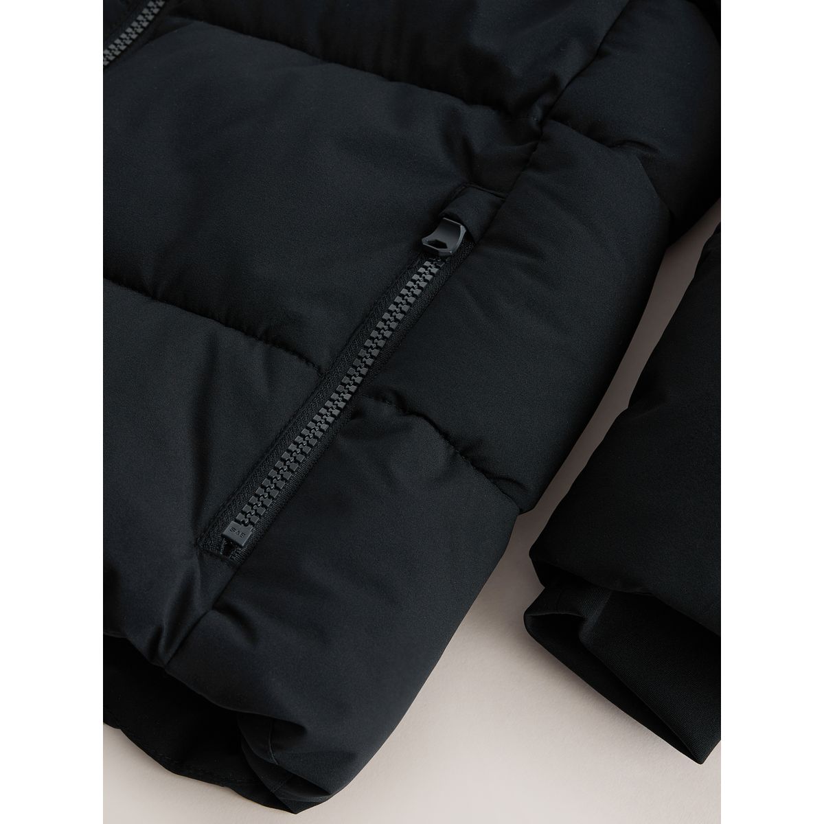 Manteau rembourré sans capuche à micropolaire noir, NEXT