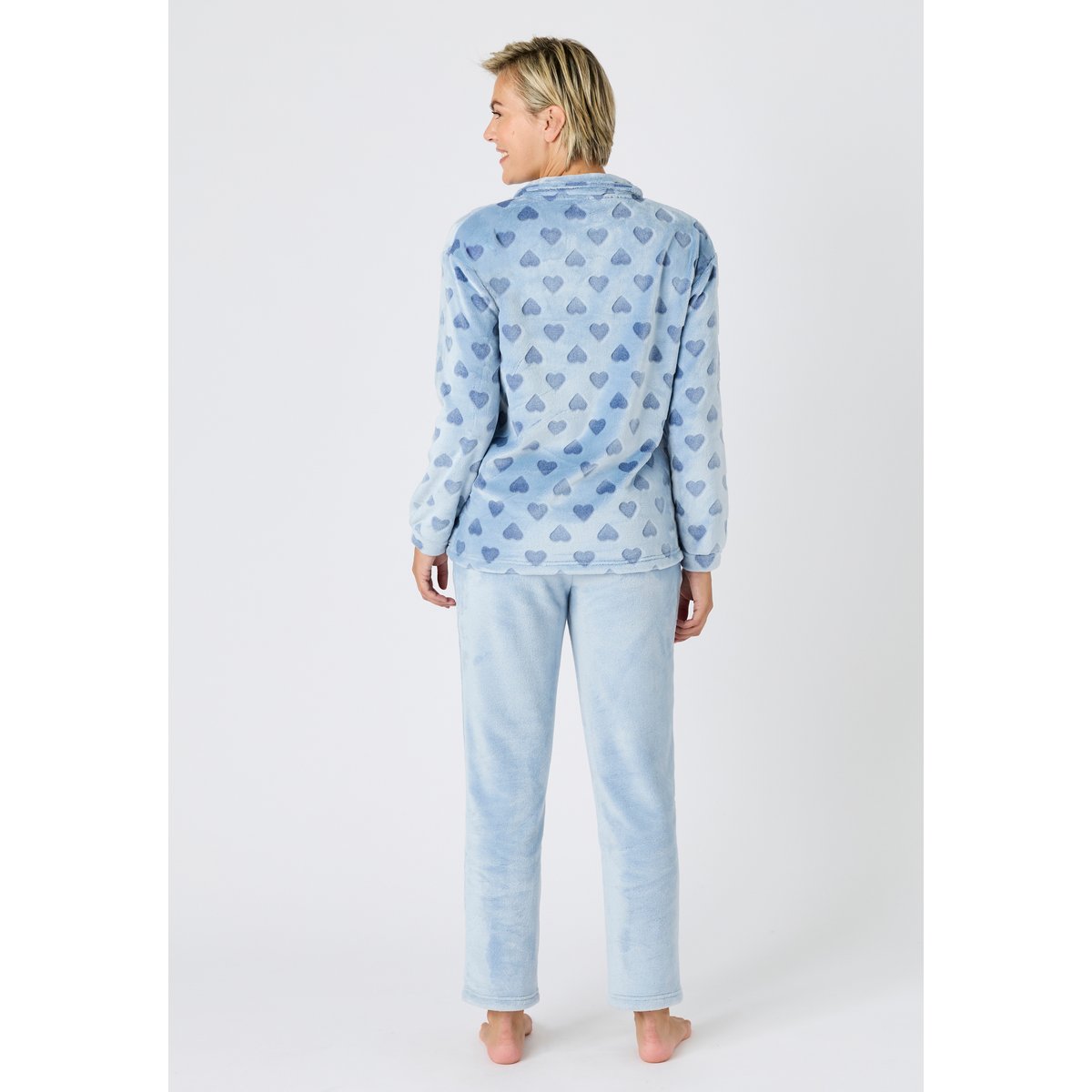 Pyjama Thermolactyl maille polaire embossée bleu grisé, DAMART