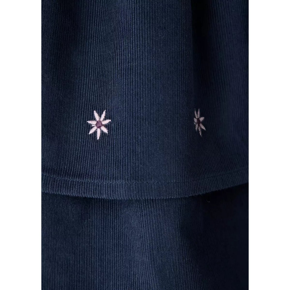 Jupe en velours côtelé avec broderie florale bleu marine, MANGO BABY