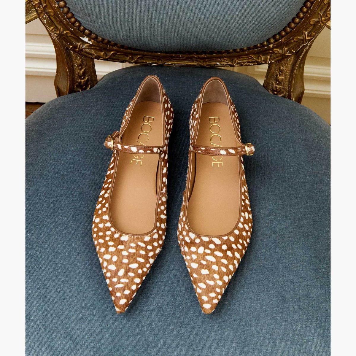 Ballerine en cuir BICHETTE camel camel/beige, BOCAGE