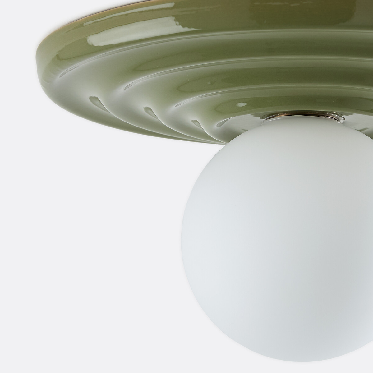 Plafondlamp of wandlamp, van keramiek en opaalglas, diameter 33,2 cm, HOLI kaki , LA REDOUTE INTERIEURS