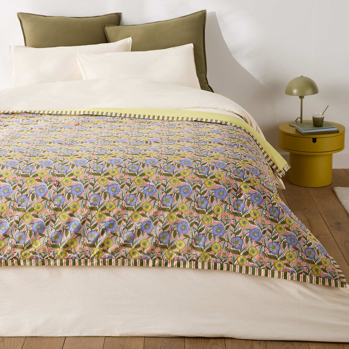 Édredon matelassé imprimé floral voile de coton, BALKA imprimé fleurs, LA REDOUTE INTERIEURS