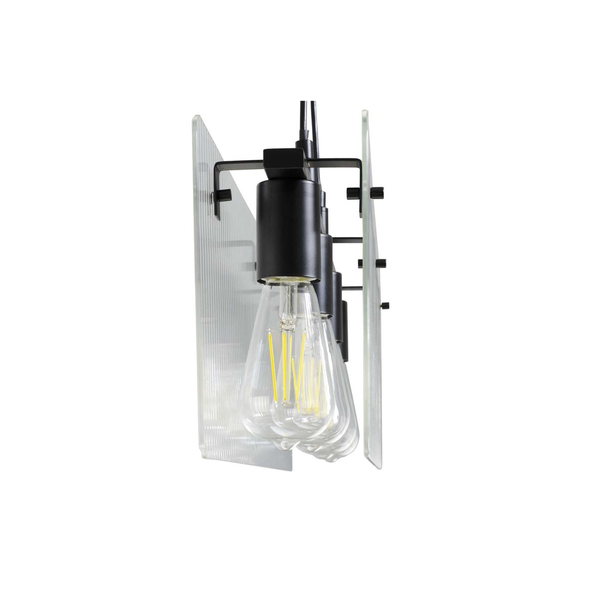 Suspension en verre et métal, BOSCA transparent et noir, C-CREATION