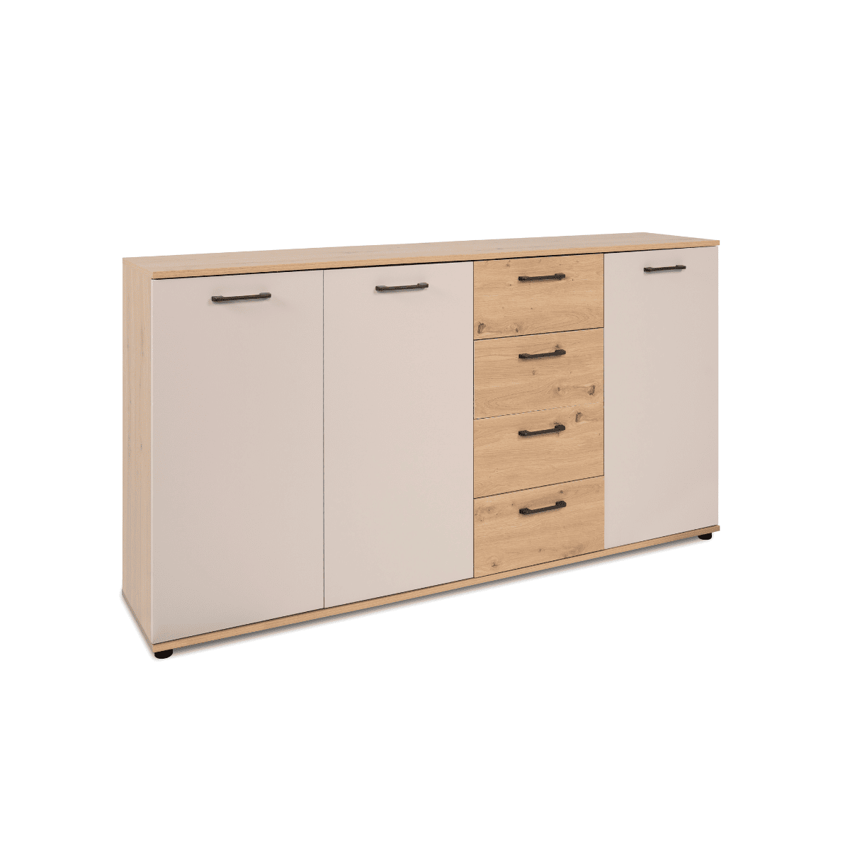 Buffet 3 portes, 4 tiroirs LINO bois clair, CALICOSY