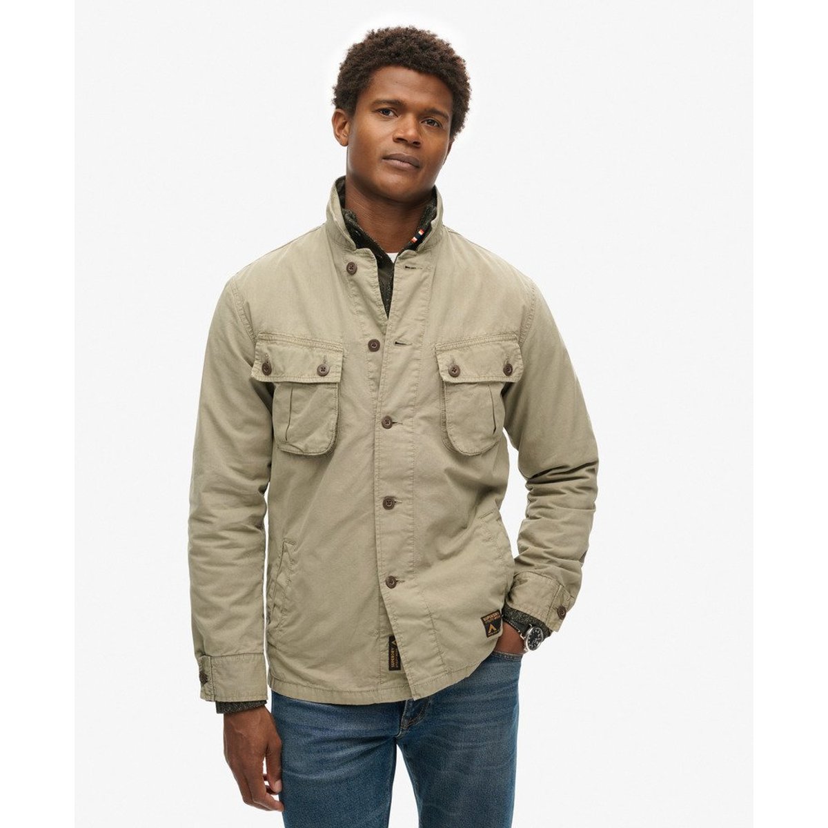 Veste surchemise militaire kaki clair, SUPERDRY