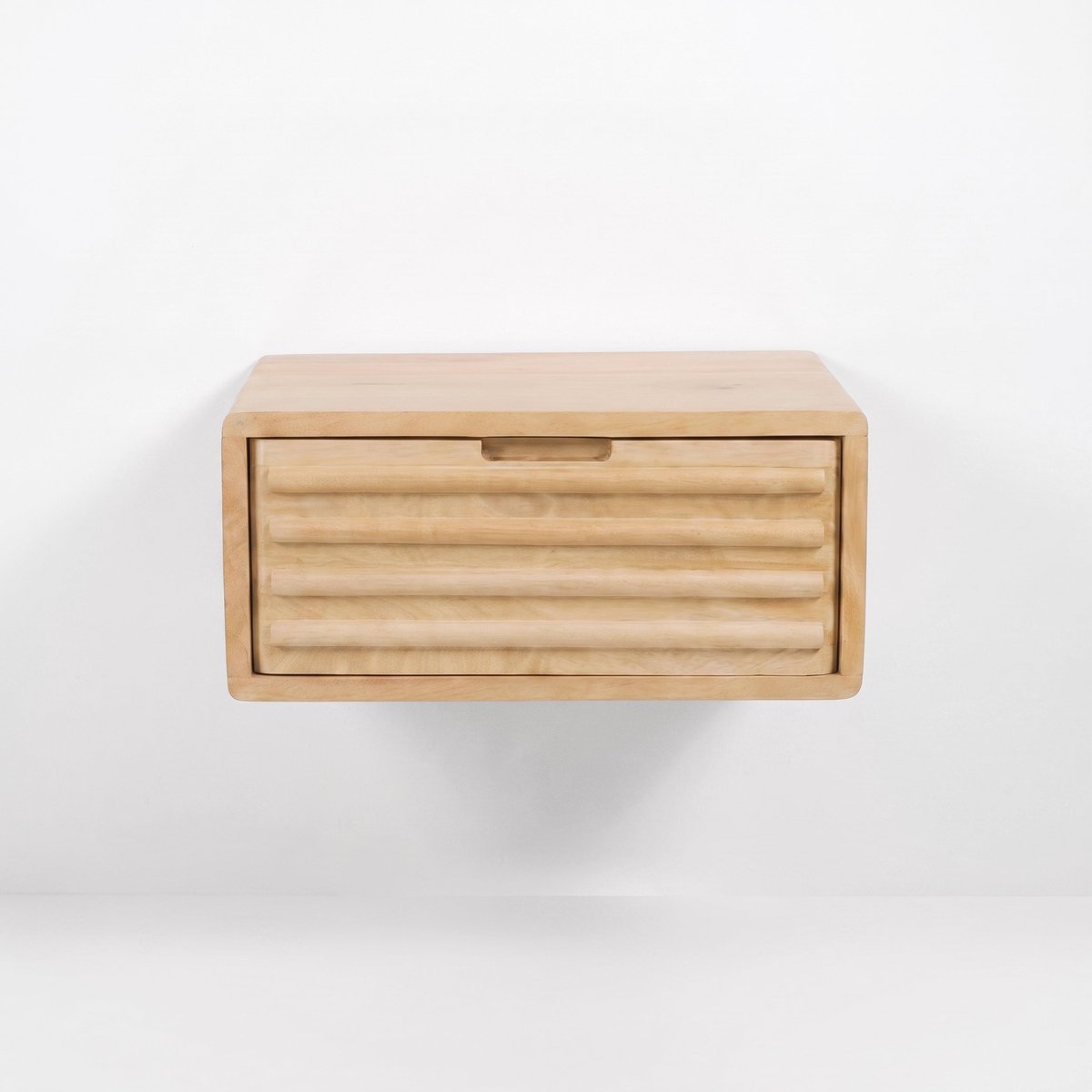 Table de chevet murale en bois de manguier - PABLO marron clair, MAISON PAVANE