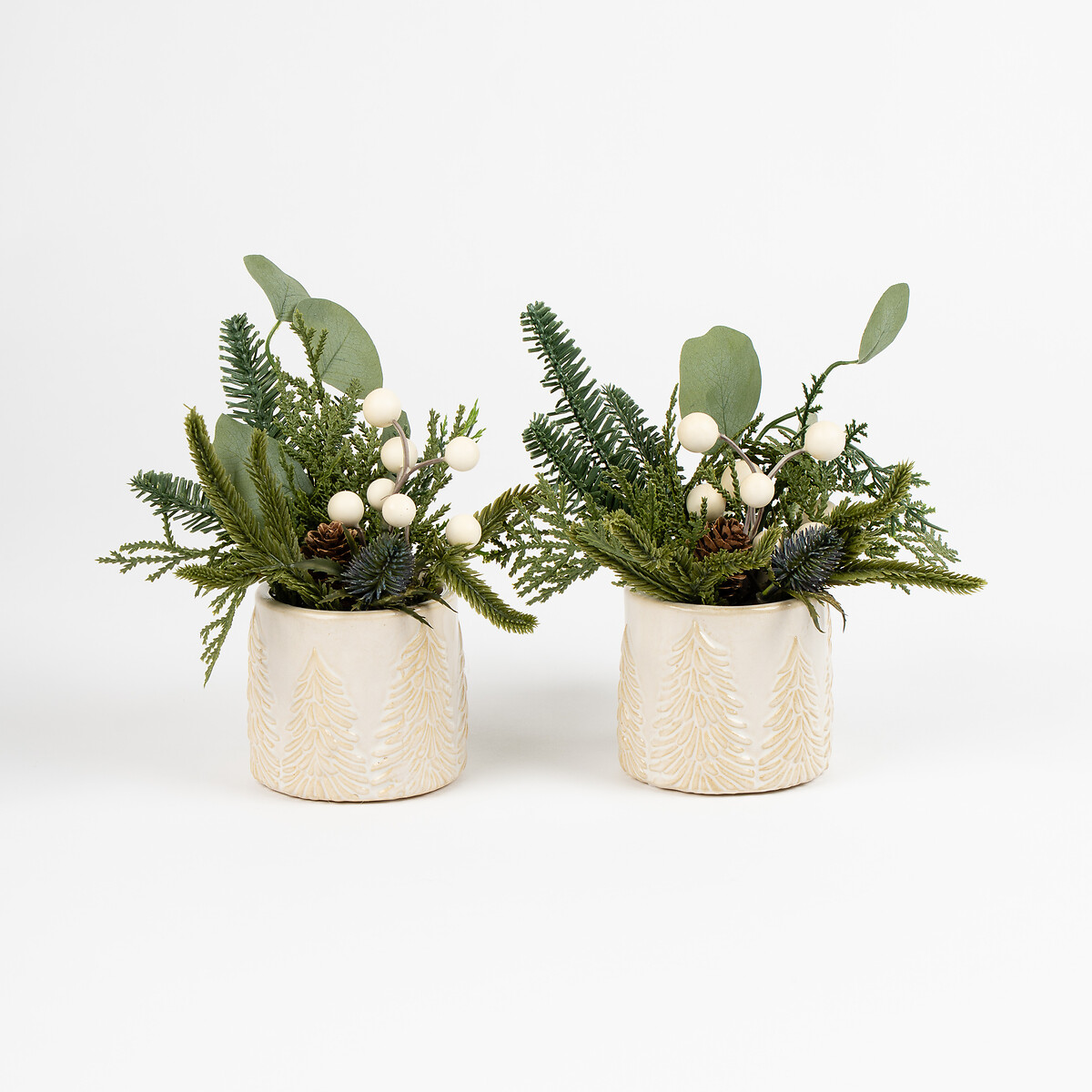 Set of 2 Christmas Potted Arrangements green, SO'HOME