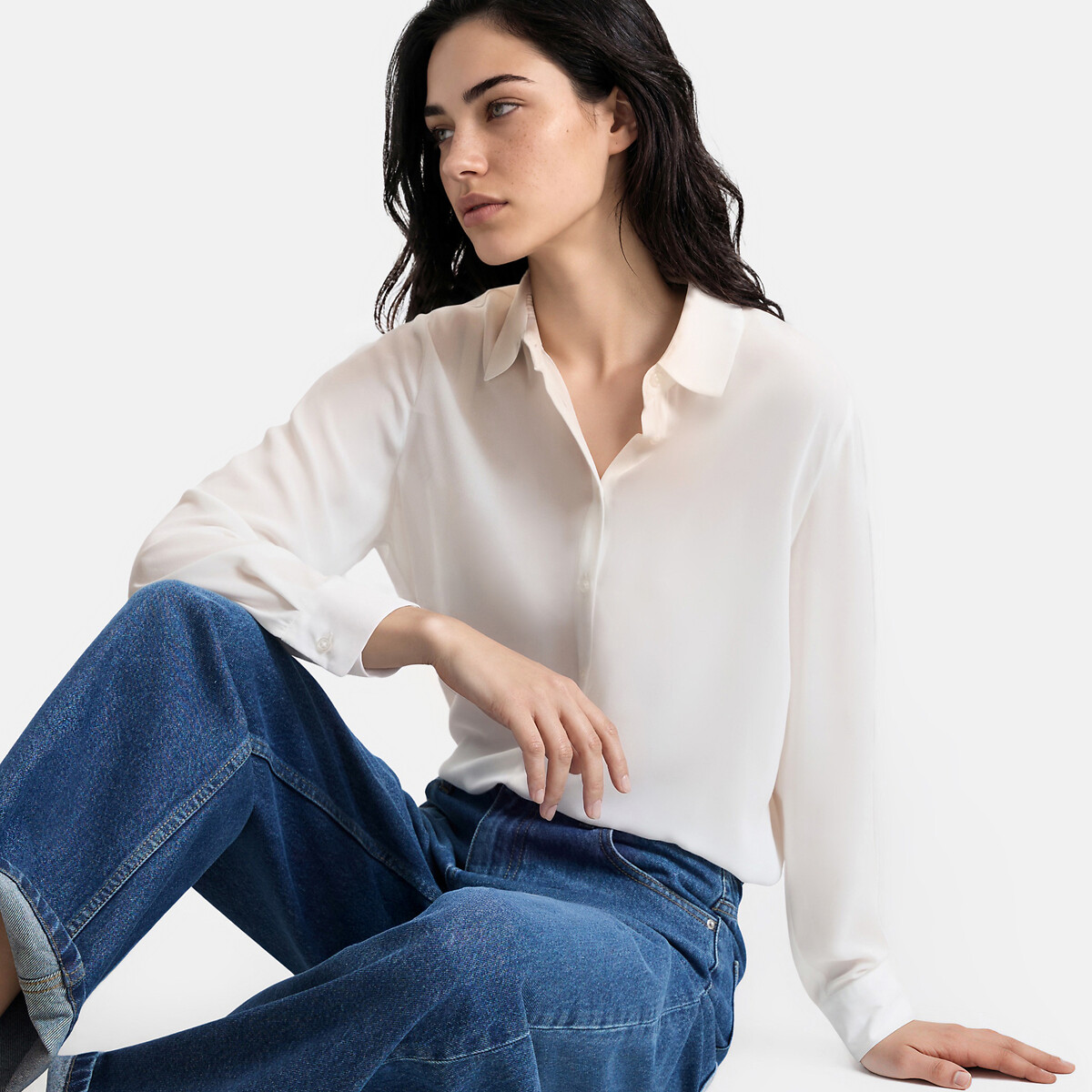 Hemd met lange mouwen ivoor, LA REDOUTE COLLECTIONS