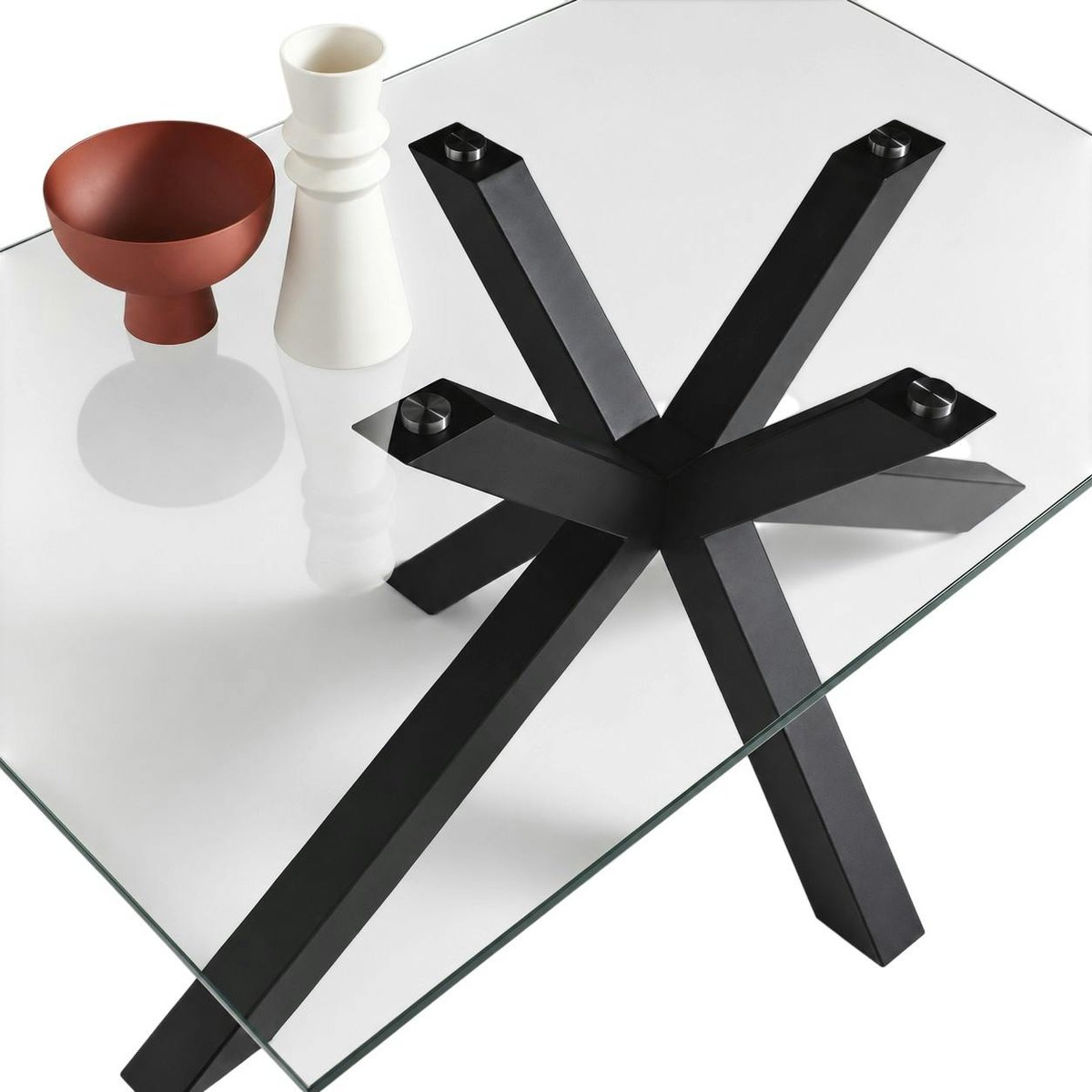 Table en verre pied central 6 places ALBA transparent, PIER IMPORT