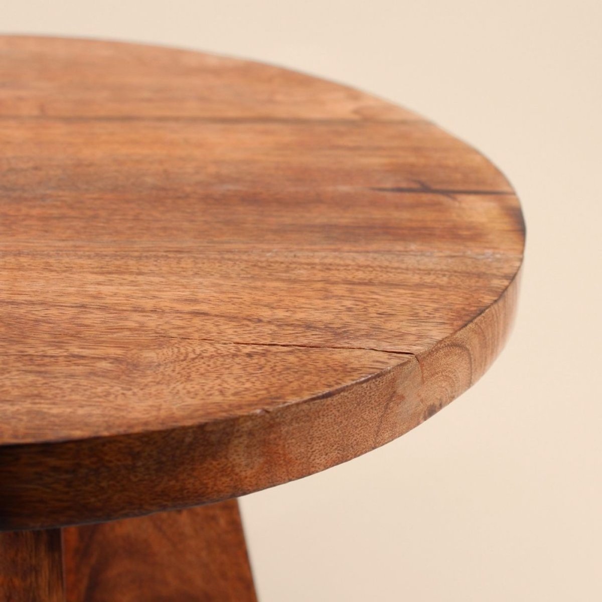 Plateau sur pied en bois 30cm naturel, ORNAMI