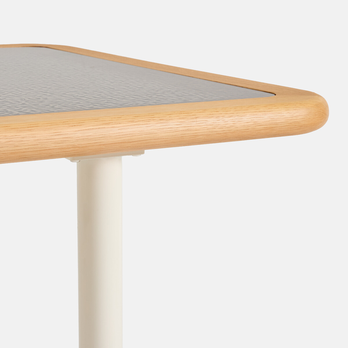 Table à manger rectangulaire, plateau verre bullé, 6 personnes, UBLO chêne/beige, LA REDOUTE INTERIEURS