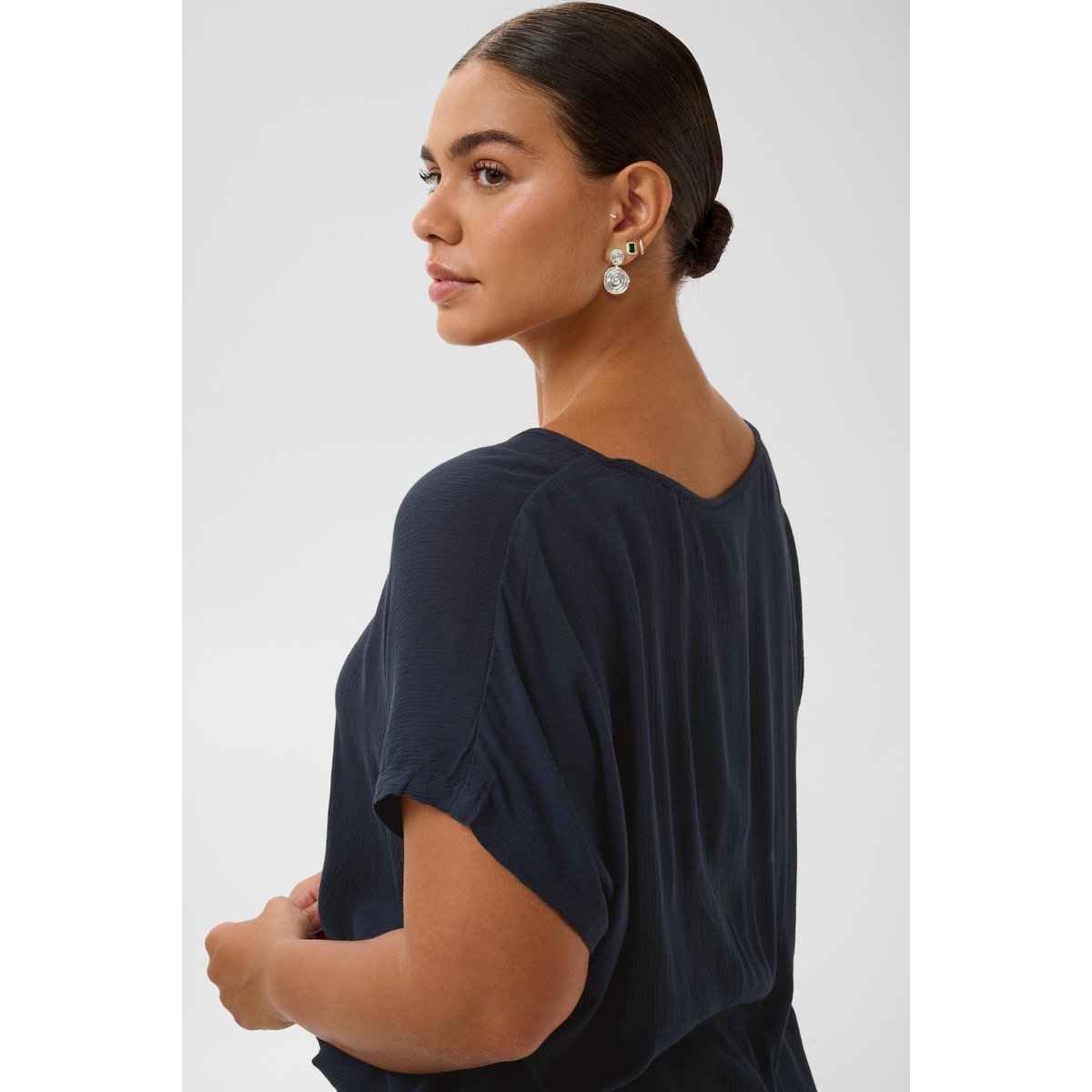 Blouse à manches courtes bleu midnight marine, KAFFE CURVE