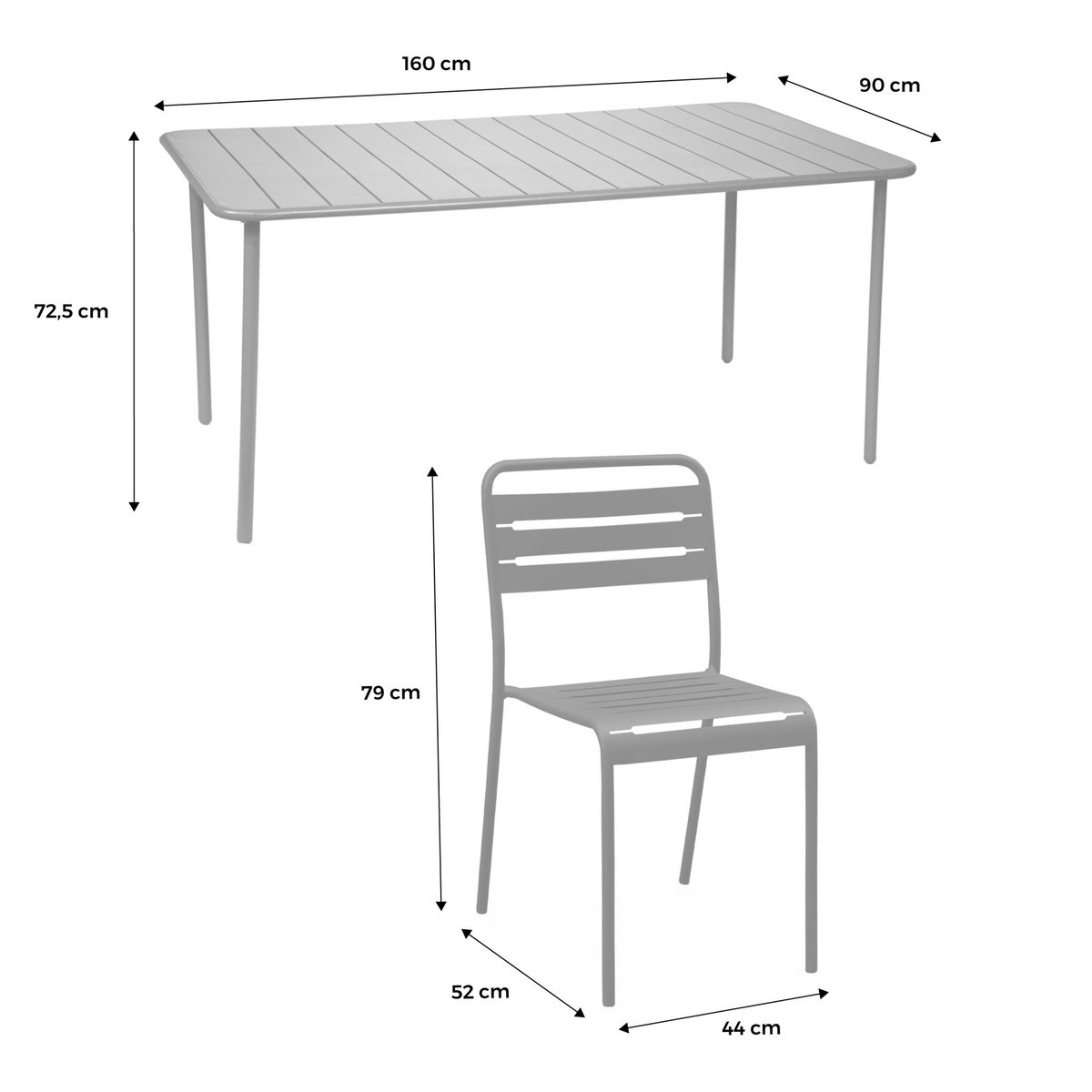 Table de jardin métal + 6 assises AMÉLIA terracotta, SWEEEK