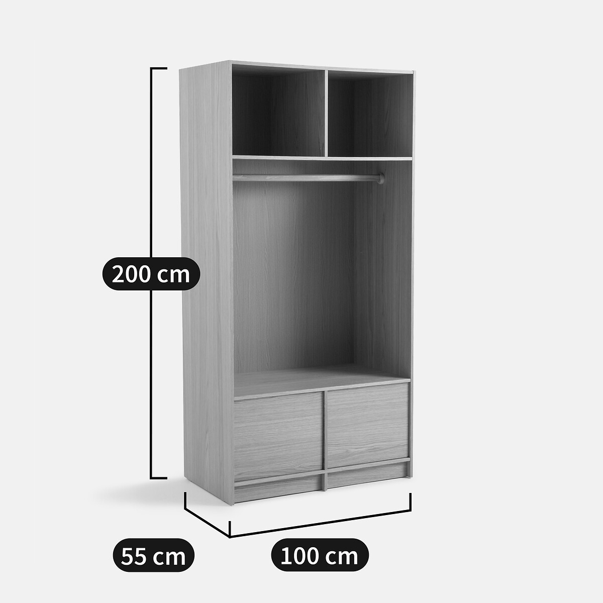 Dressing modulable plaqué chêne L100 cm, Senssia plaqué chêne, LA REDOUTE INTERIEURS