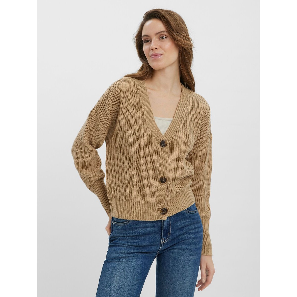 Gilet court boutonné beige, VERO MODA