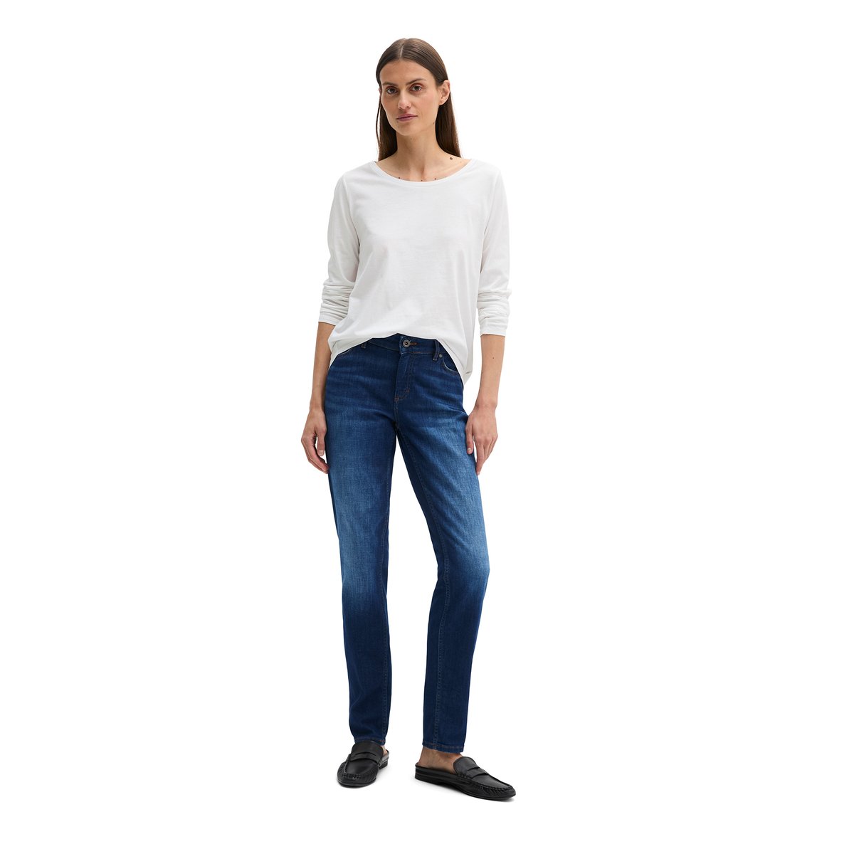 Jeans modèle Alby slim en denim tactile cachemire stretch bleu, MARC O'POLO