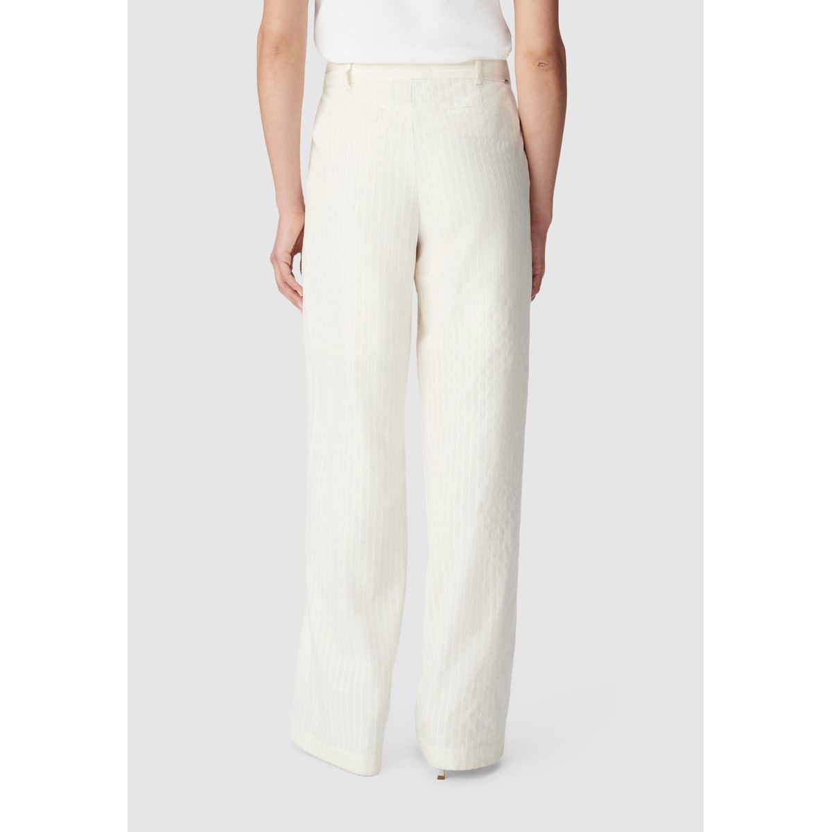 Pantalon de tailleur motif rayures ecru, IKKS
