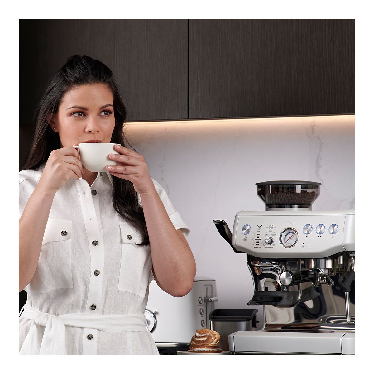 Machine à expresso the barista express impress blanc sel de blanc, SAGE APPLIANCES