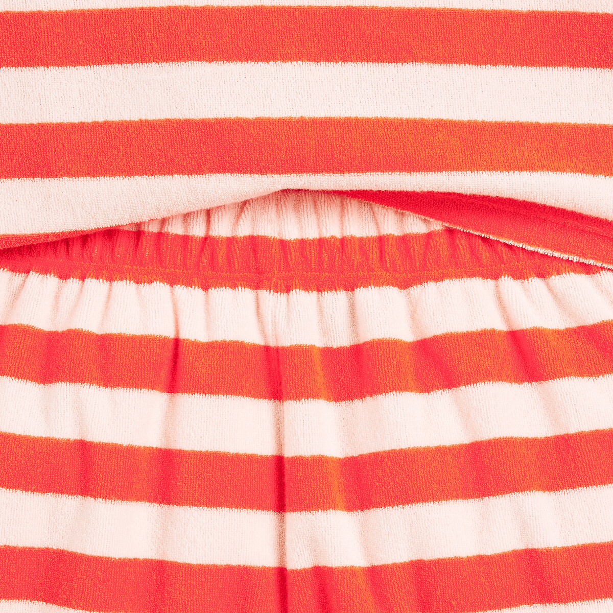 Pyjashort rayé en éponge rose/orange, LA REDOUTE COLLECTIONS