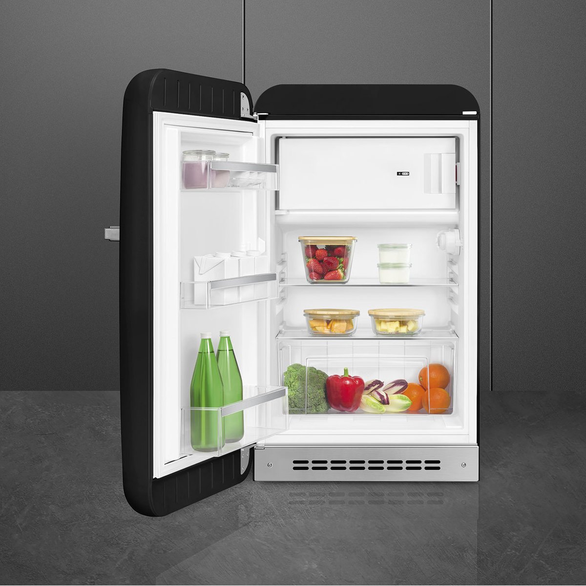 Mini réfrigérateur 1 porte poignée à droite FAB10 noir brillant, SMEG
