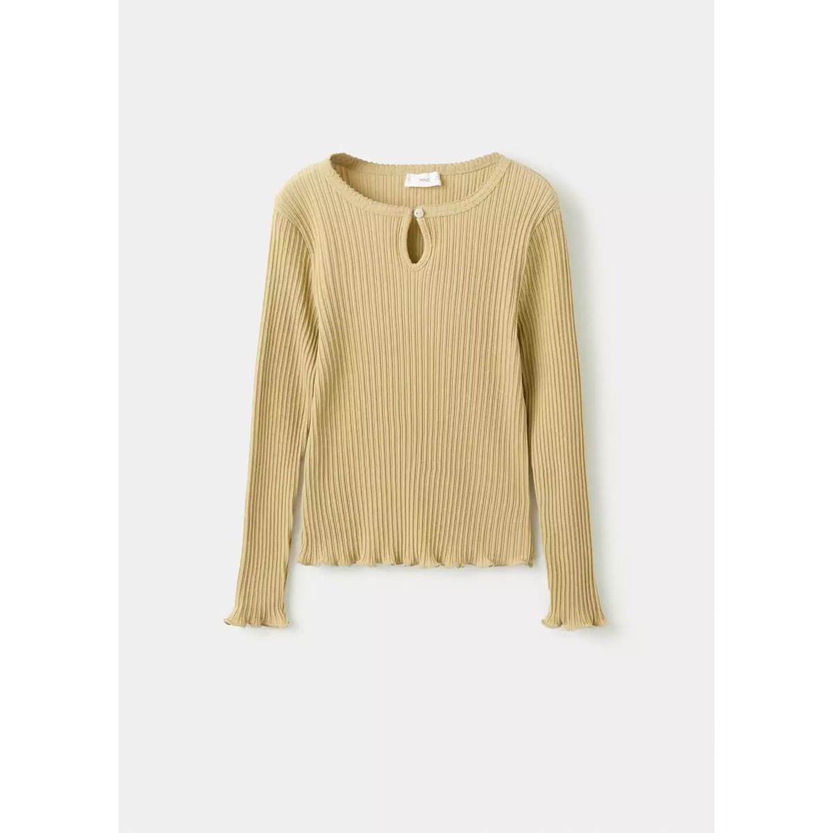 T-shirt côtelé manches longues olive, MANGO KIDS