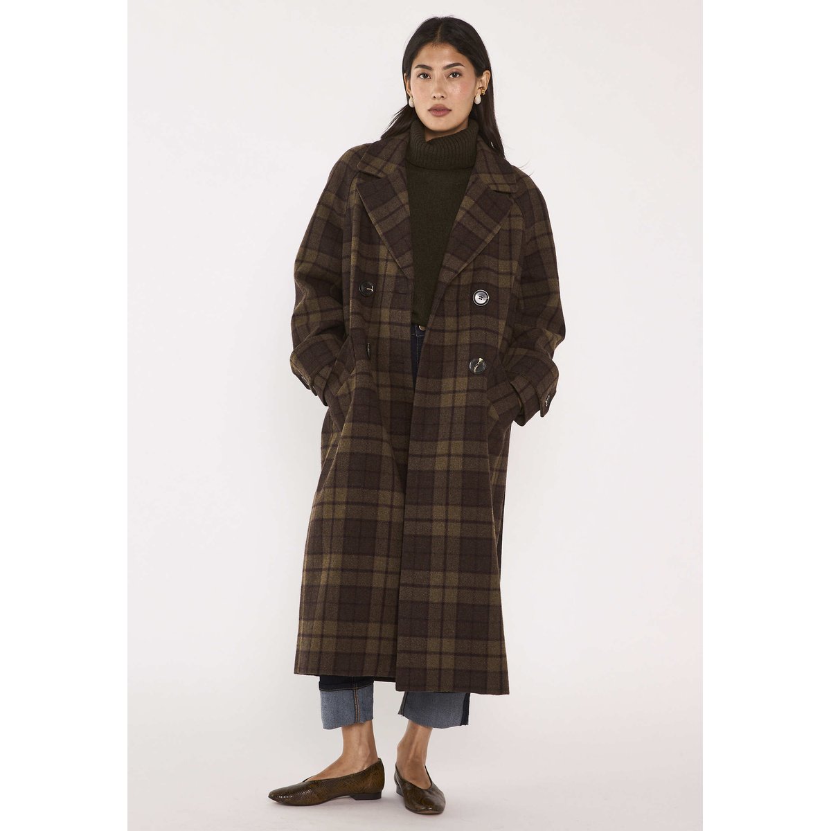 Manteau à carreaux laine mélangée DAREN sauge, Maison 123