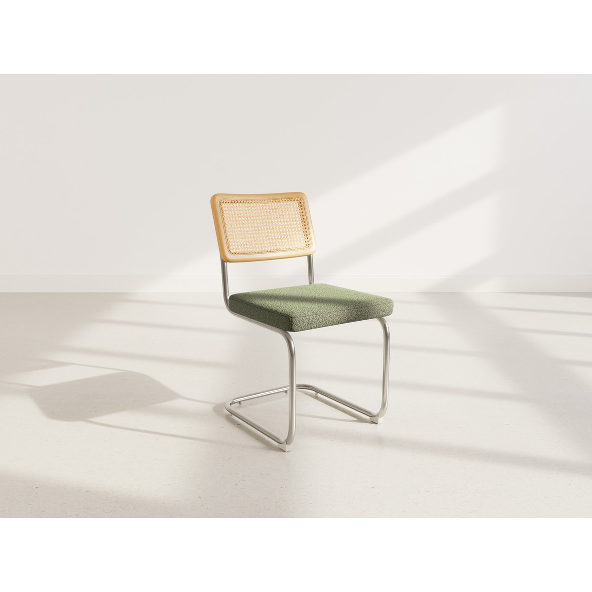 Lot de 2 chaises en tissu bouclette, DAMIANO vert kaki, BEST MOBILIER