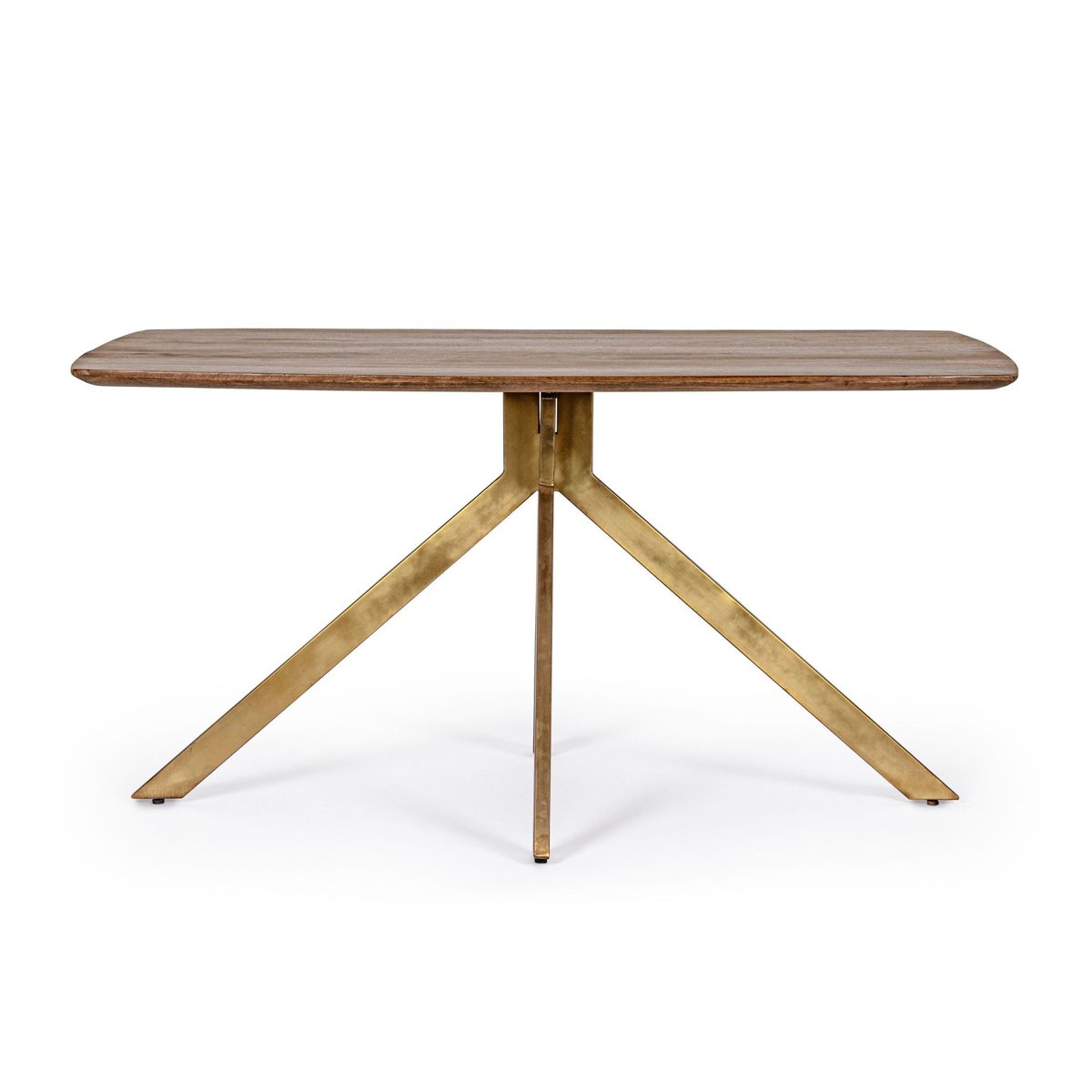Table de salle à manger en manguier et pied laqué laiton L150 - RINGO bois foncé, HELLIN, DEPUIS 1862