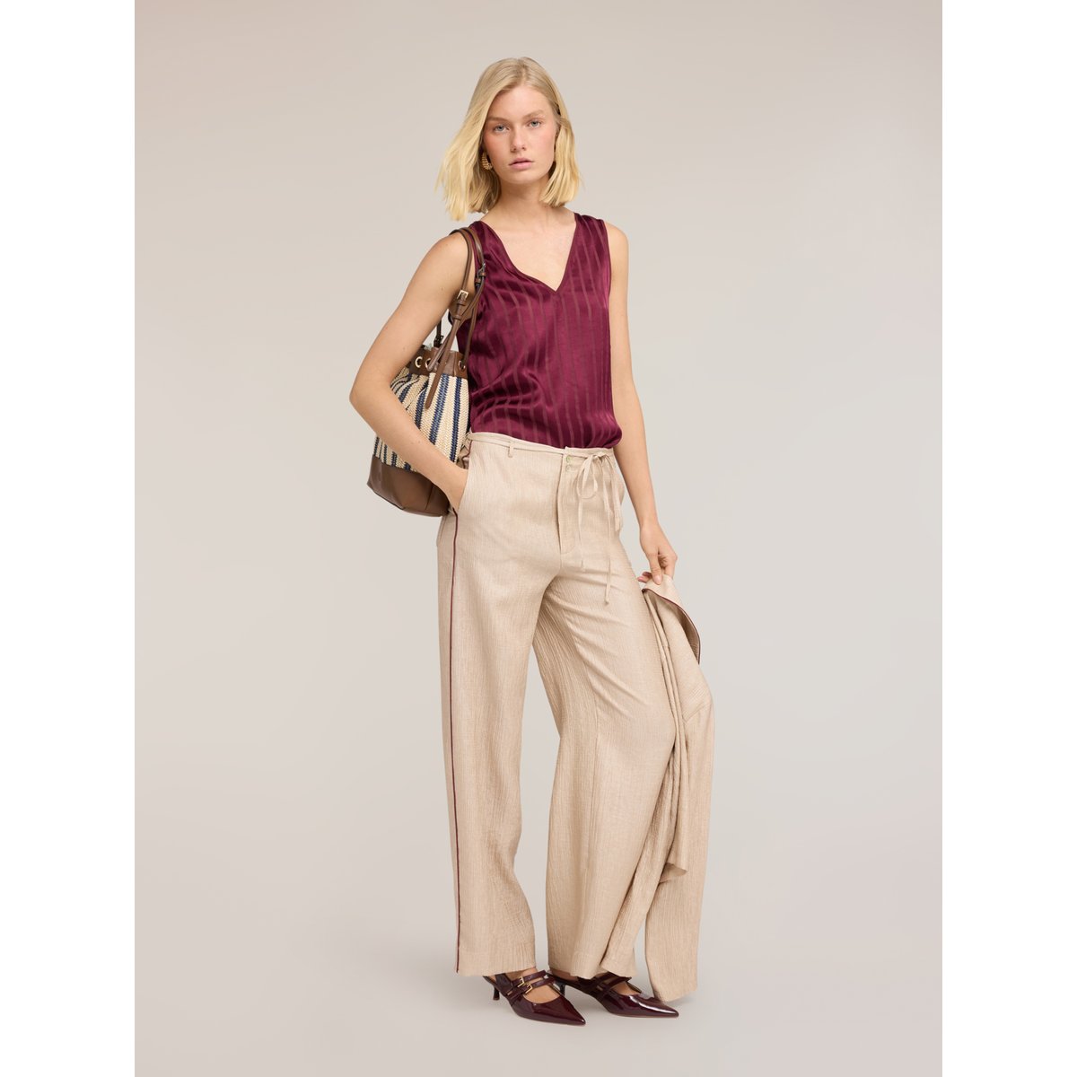 Pantalon palazzo beige, MOTIVI