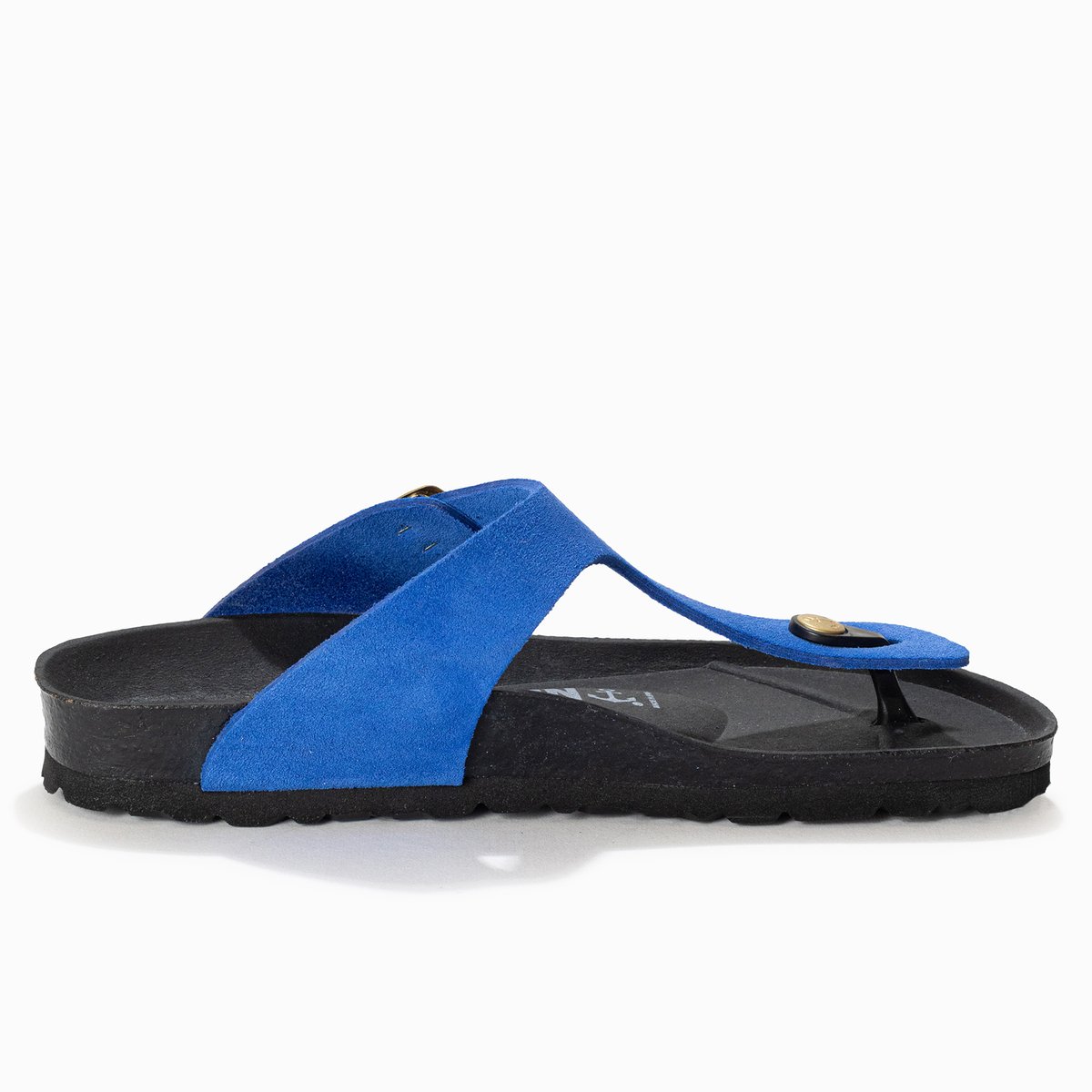 Tongs en cuir suédé MERCURE bleu, BAYTON
