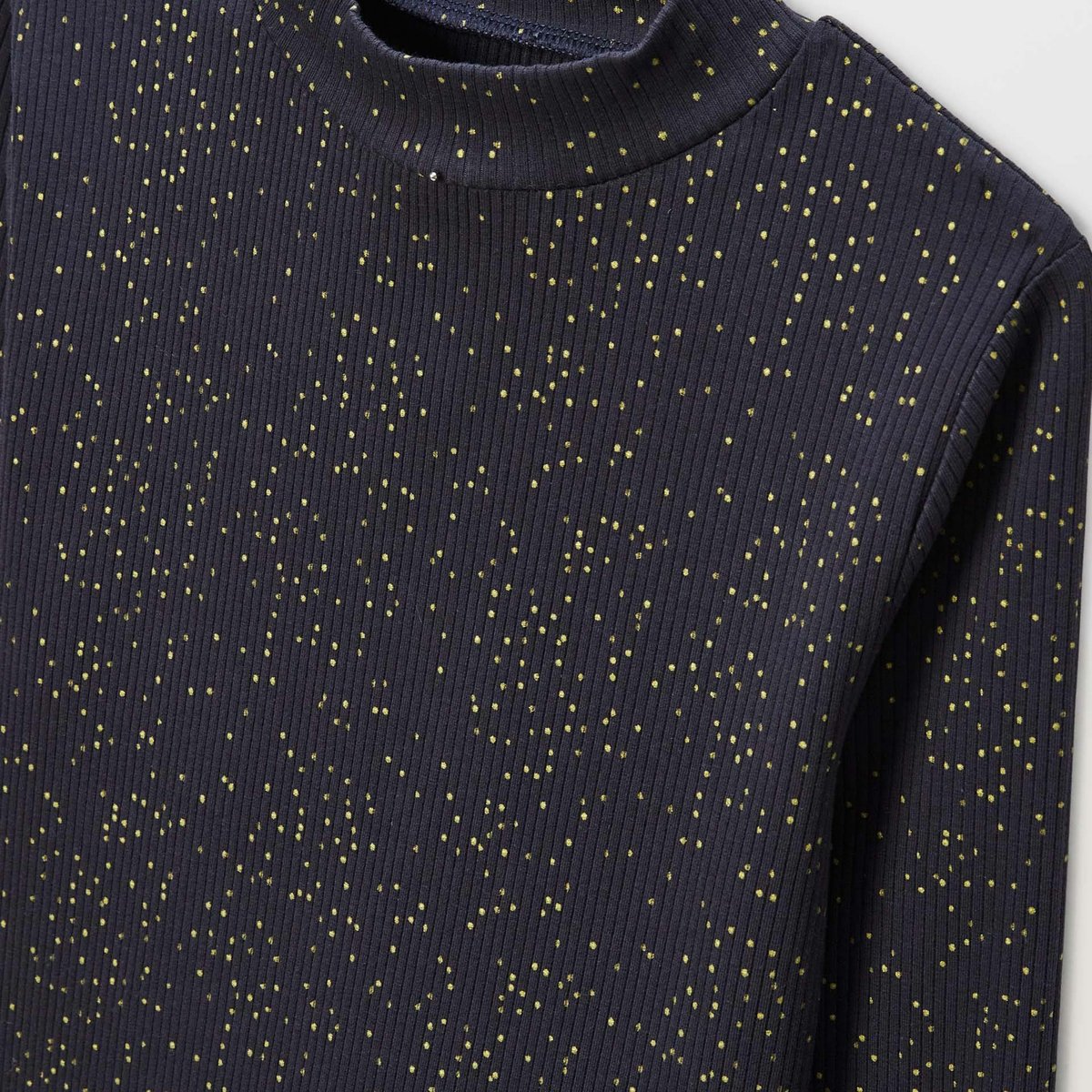 Sous-pull à col montant avec fibres métallisées en coton BIO GOTS marine, MONOPRIX