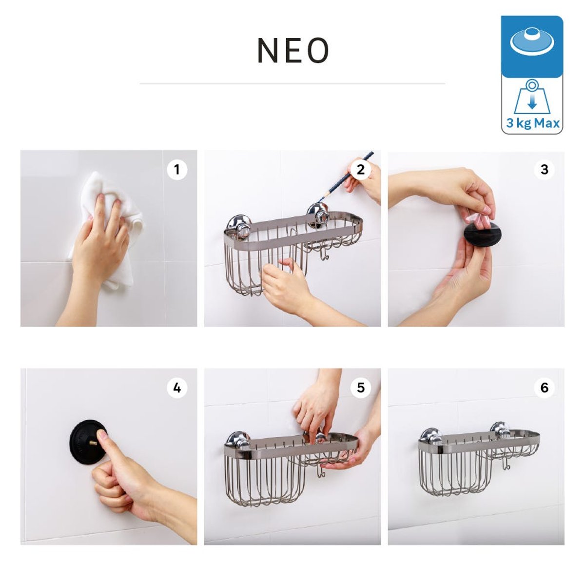 Organisateur de douche en acier, NEO chromé, SENSEA