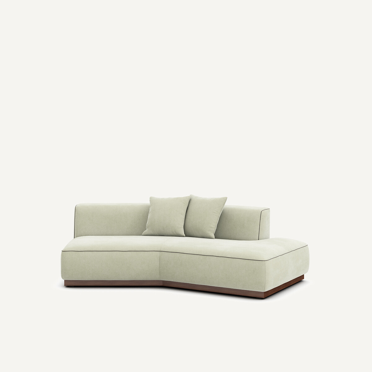 Demi-canapé droit en velours stonewashed, JACOPO vert amande, AM.PM