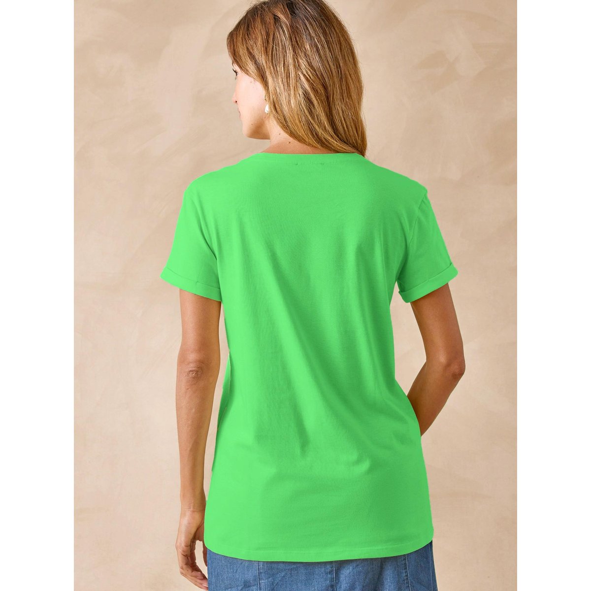 Tee-shirt fantaisie brodé et ajouré vert vif, DAXON