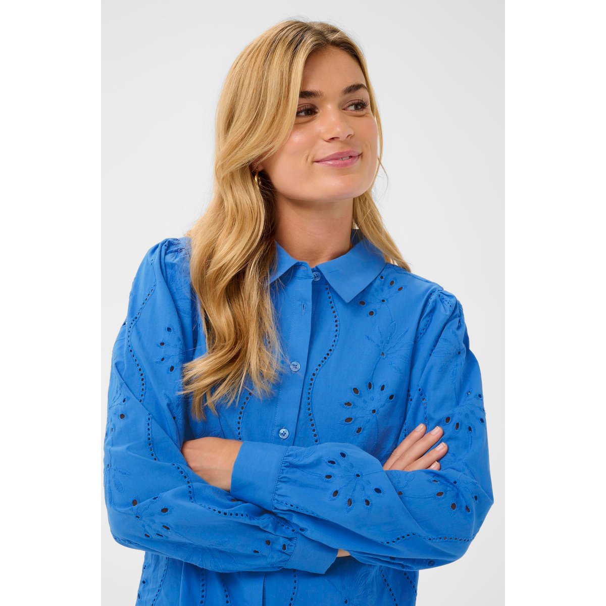 Chemise à manches longues bleu palace blue, CREAM