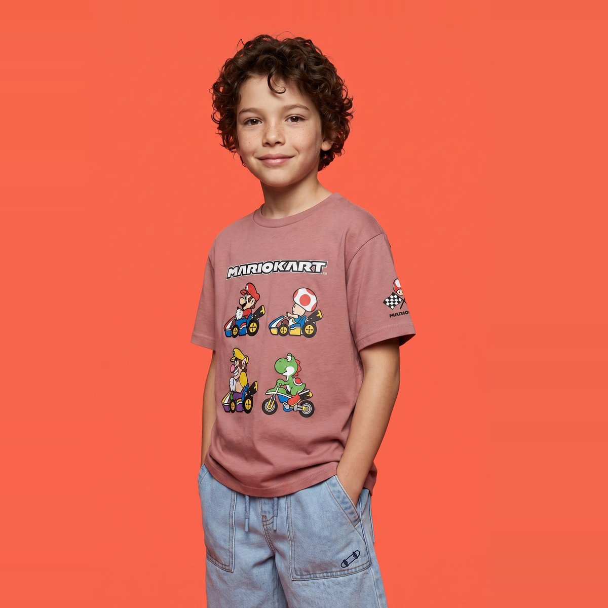 T-shirt MARIO KART manches courtes imprimé en coton BIO GOTS blossom, MONOPRIX