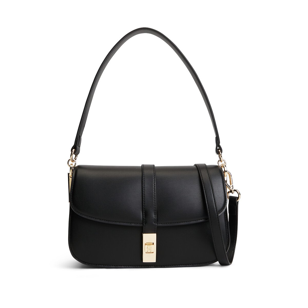 Handtas met schouderriem, TH HERITAGE zwart, TOMMY HILFIGER