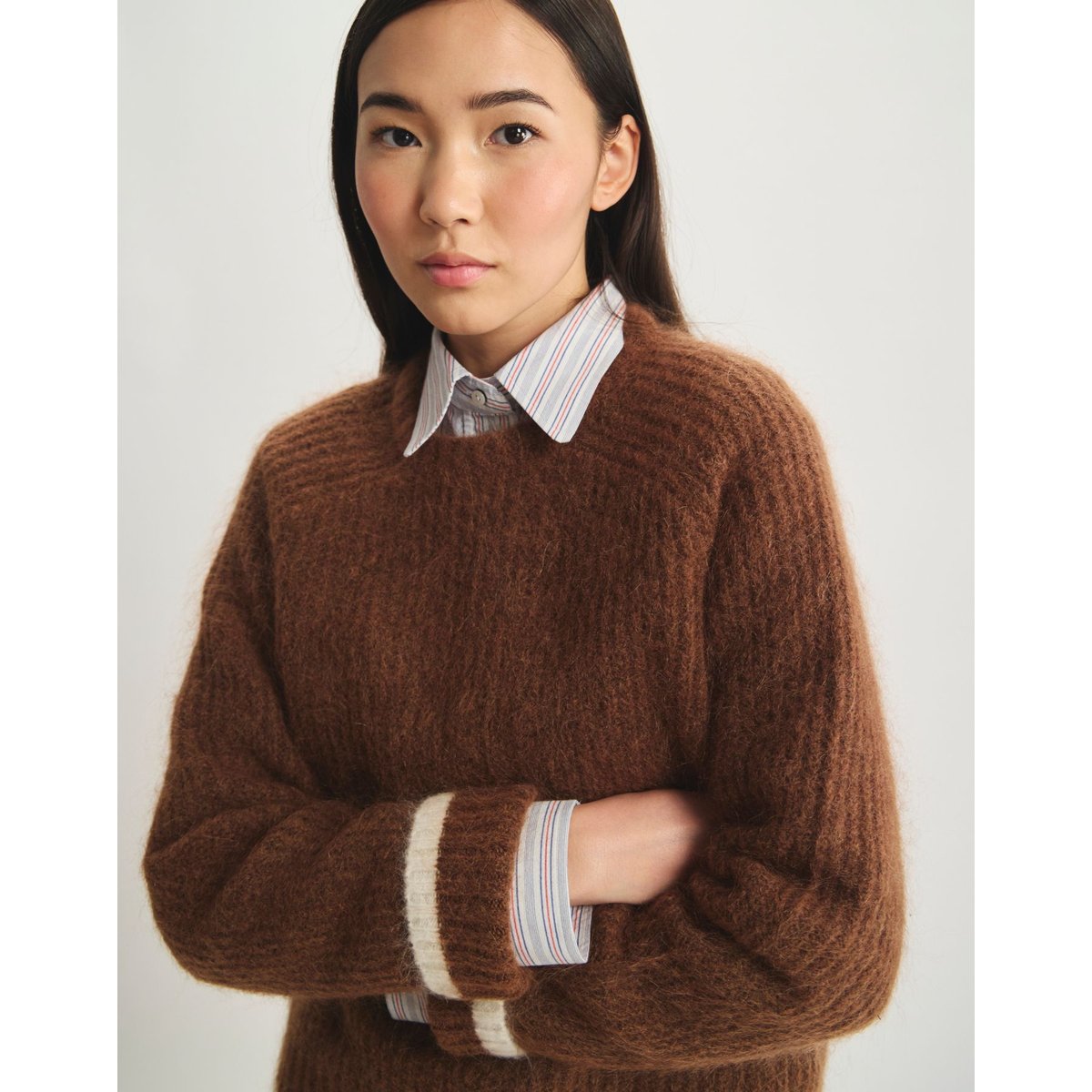 Pull Elton en maille mohair marron, INES DE LA FRESSANGE PARIS