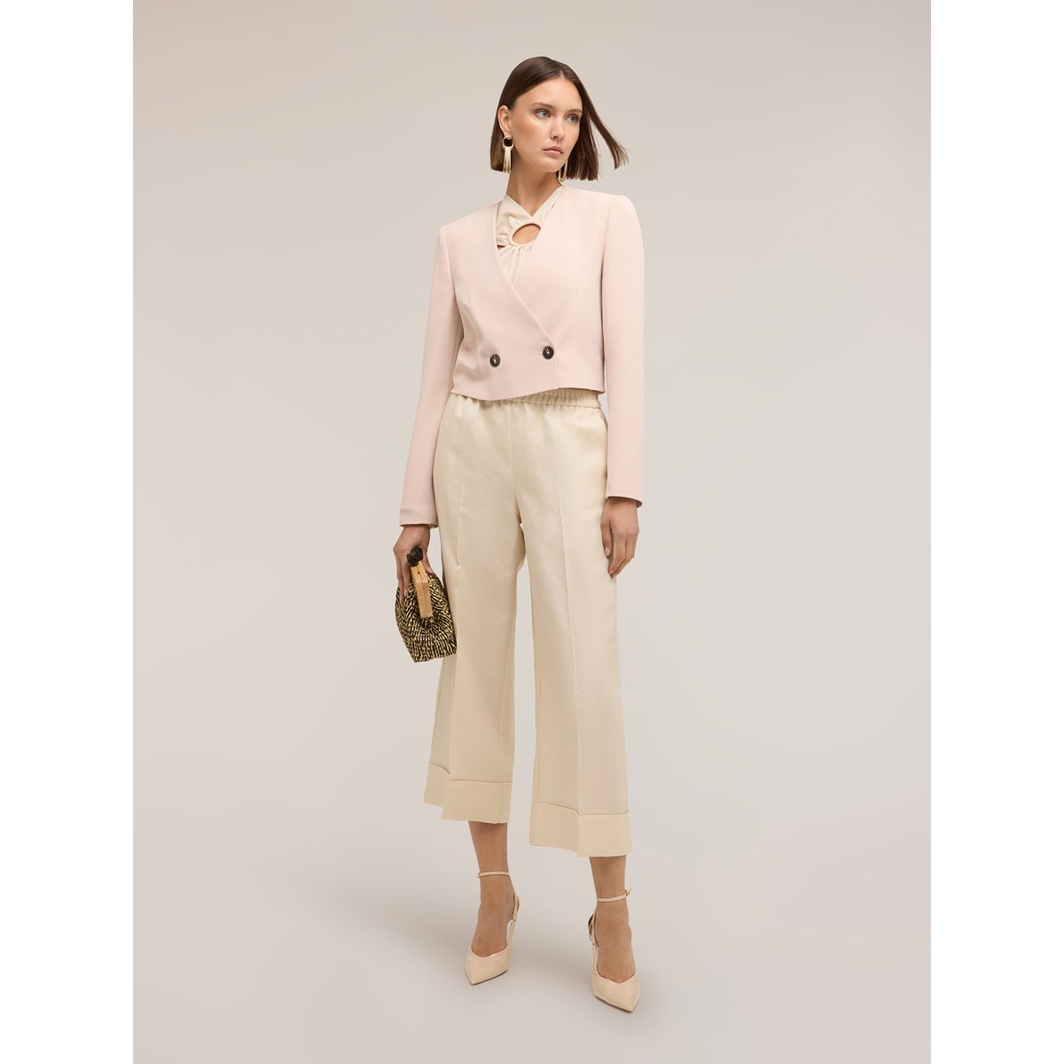 Veste spencer double boutonnage rosa cipria, MOTIVI