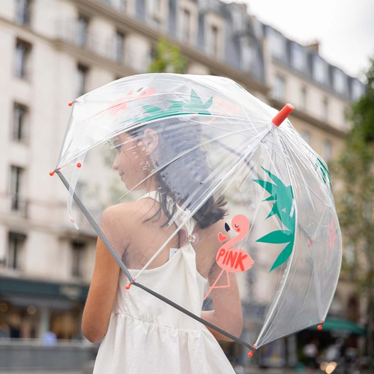 Parapluie transparent, Flamant rose flamant rose, SMATI