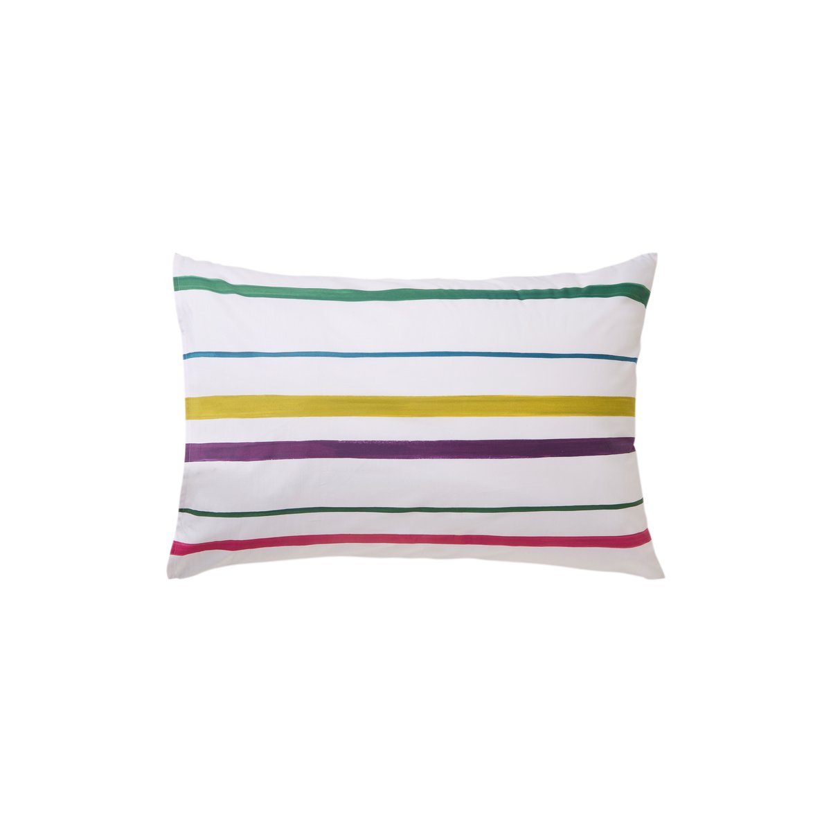 Taie d'oreiller rectangulaire coton SOLARA imprimé, CARRE BLANC