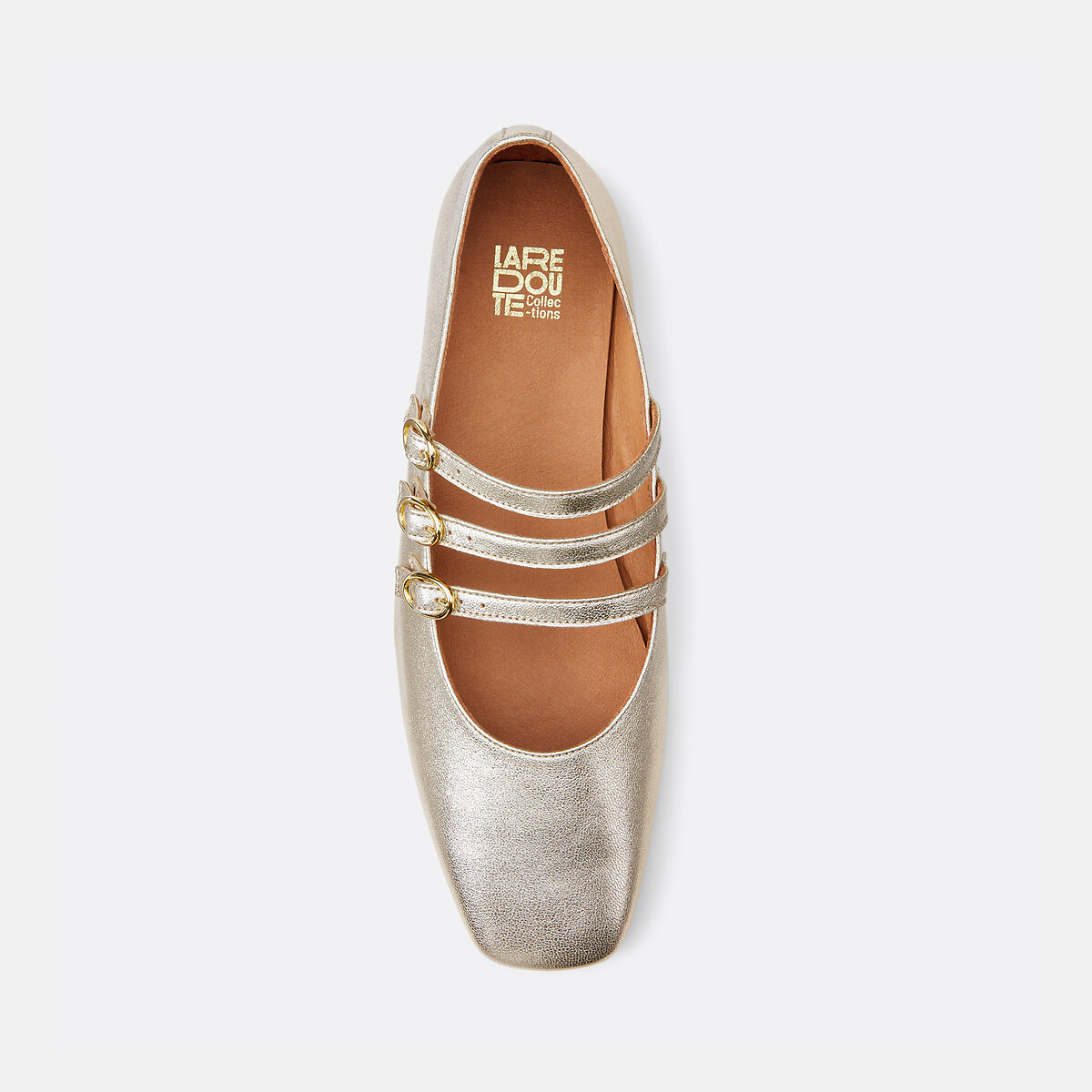 Ballerines babies en cuir métallisé doré, LA REDOUTE COLLECTIONS