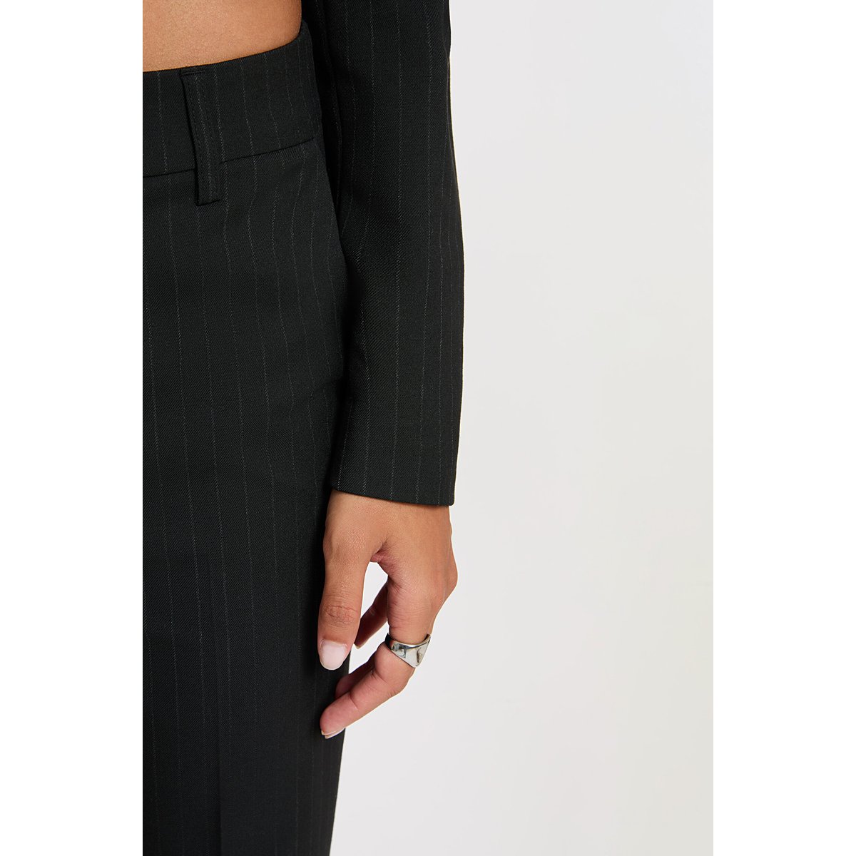 Pantalon droit taille haute noir, MORGAN