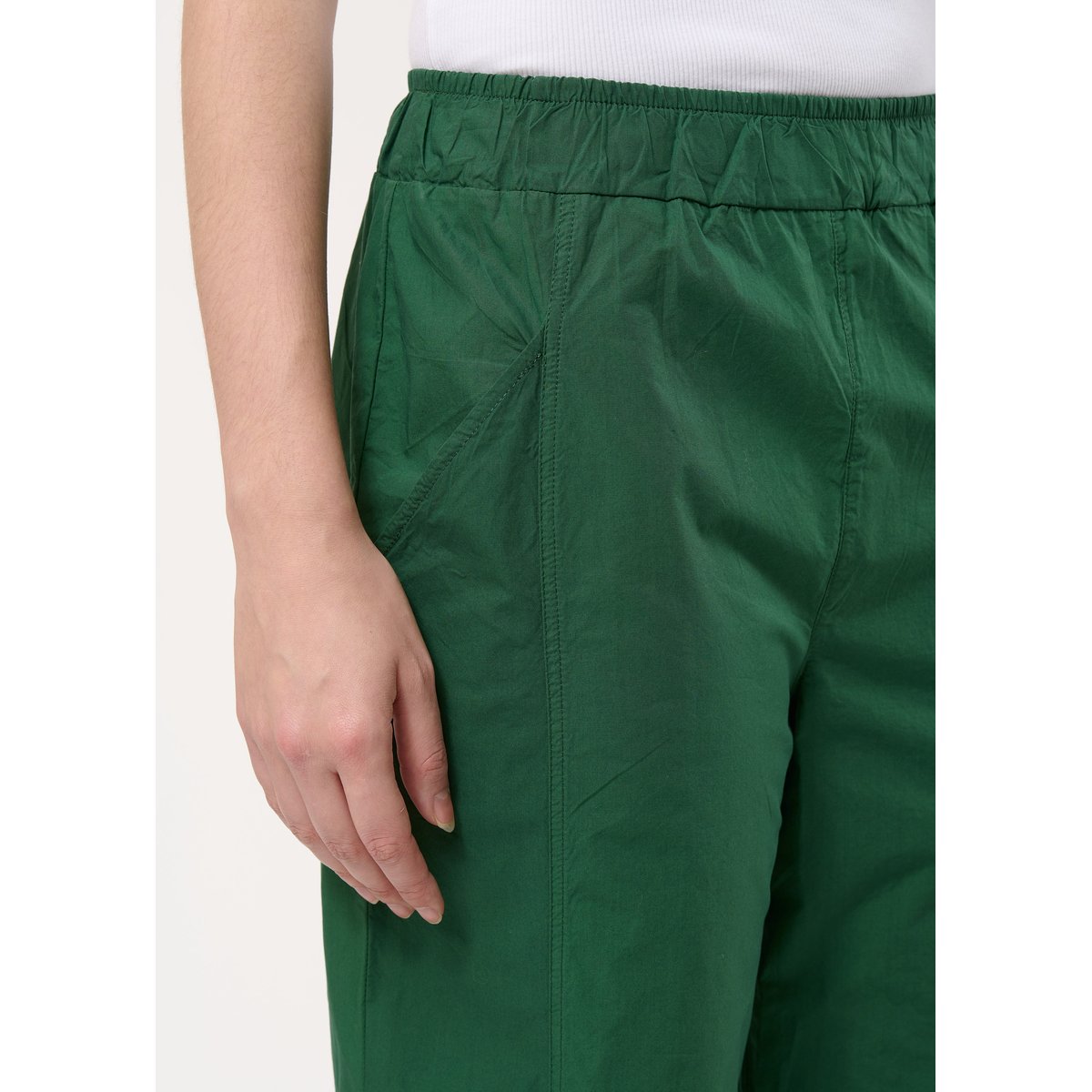 Pantalon 7/8ème en popeline de coton vert mousse, HUMILITY