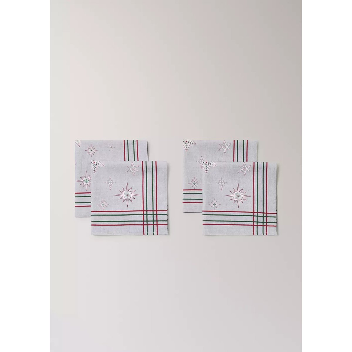 Serviettes de table en coton imprimé étoiles gris, MANGO HOME